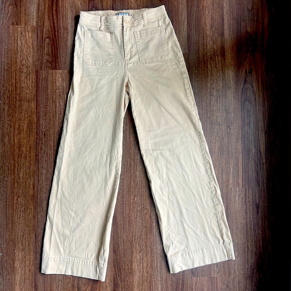 BAGATELLE High Rise Straight Flare Leg Pants Peach Cream Boho Retro Casual Sz 6 - Picture 4 of 11
